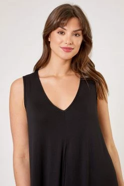 Roman Black Curve Plain Pleat Swing Dress -Roman Sales Shop unnamed file 4615