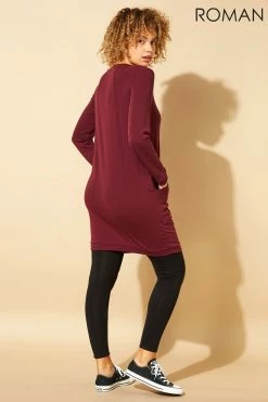 Roman Red Front Pocket Long Sleeve Cocoon Dress 8 Roman Red Front Pocket Long Sleeve Cocoon Dress -Roman Sales Shop unnamed file 4643