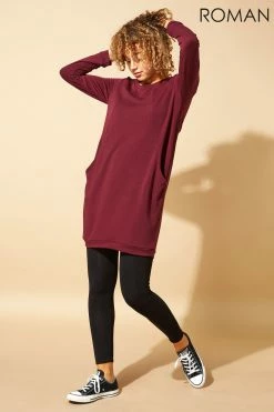 Roman Red Front Pocket Long Sleeve Cocoon Dress 9 Roman Red Front Pocket Long Sleeve Cocoon Dress -Roman Sales Shop unnamed file 4644