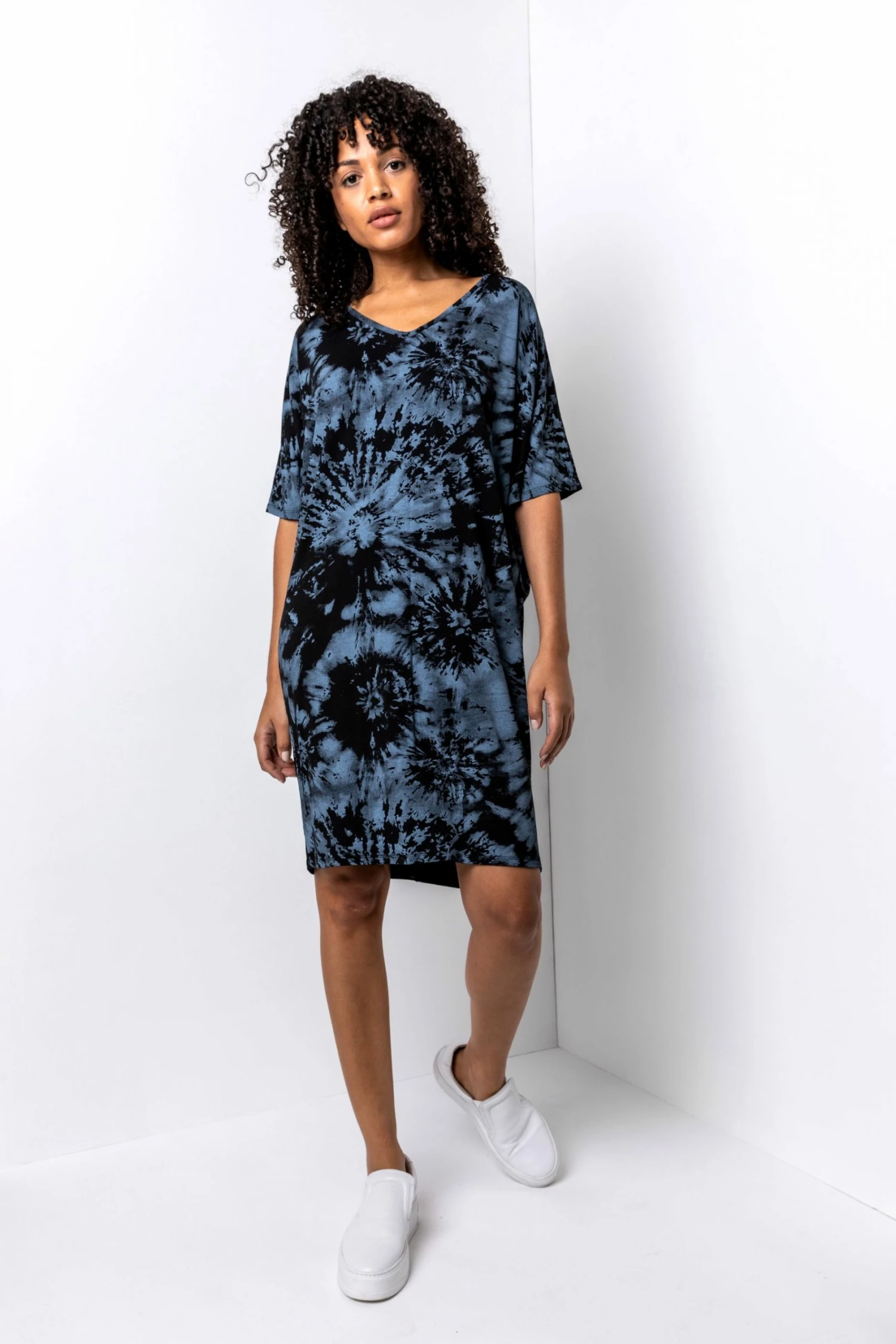 Roman Blue Tie Dye Print Cocoon Dress 5 Roman Blue Tie Dye Print Cocoon Dress - Image 3