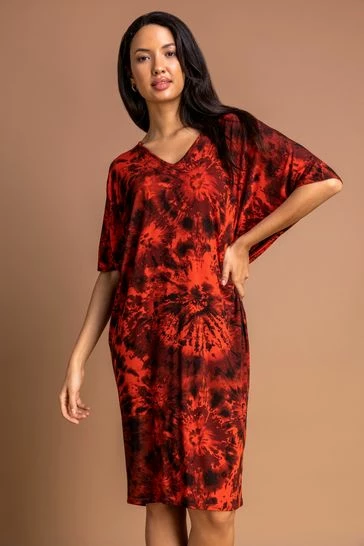 Roman Blue Tie Dye Print Cocoon Dress 8 Roman Blue Tie Dye Print Cocoon Dress - Image 6