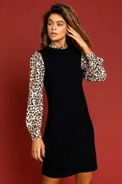 Roman Black Contrast Animal Sleeve Jumper Dress 11 Roman Black Contrast Animal Sleeve Jumper Dress -Roman Sales Shop unnamed file 466