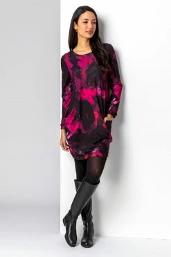 Roman Pink Abstract Print Jersey Cocoon Dress 9 Roman Pink Abstract Print Jersey Cocoon Dress -Roman Sales Shop unnamed file 4662