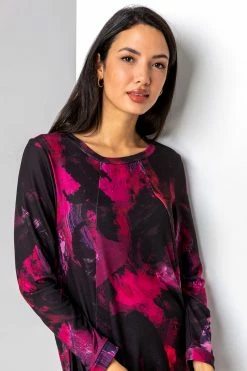 Roman Pink Abstract Print Jersey Cocoon Dress 10 Roman Pink Abstract Print Jersey Cocoon Dress -Roman Sales Shop unnamed file 4663