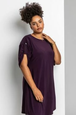 Roman Purple Curve Drop Shoulder Belted Dress -Roman Sales Shop unnamed file 4669