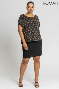 Roman Brown Curve Glitter Embellished Contrast Dress 10 Roman Brown Curve Glitter Embellished Contrast Dress -Roman Sales Shop unnamed file 4672