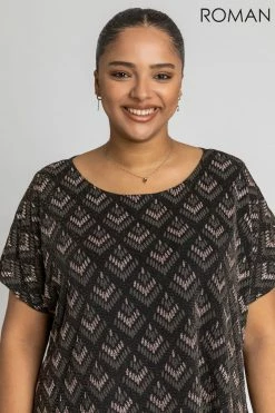 Roman Brown Curve Glitter Embellished Contrast Dress 11 Roman Brown Curve Glitter Embellished Contrast Dress -Roman Sales Shop unnamed file 4673