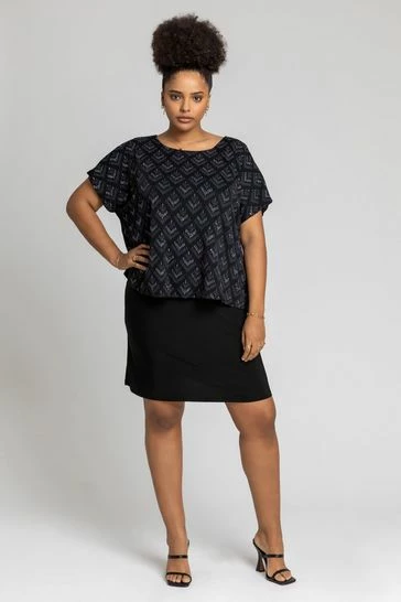 Roman Brown Curve Glitter Embellished Contrast Dress 8 Roman Brown Curve Glitter Embellished Contrast Dress - Image 6