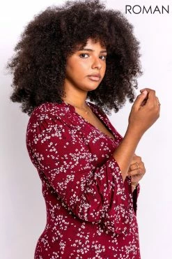 Roman Red Curve Floral Print V Neck Dress 9 Roman Red Curve Floral Print V Neck Dress -Roman Sales Shop unnamed file 4678