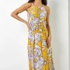 Roman Yellow Tropical Leaf Print Maxi Dress -Roman Sales Shop unnamed file 4681