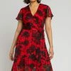 Roman Red Floral Print Wrap Midi Dress -Roman Sales Shop unnamed file 47