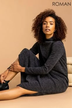 Roman Grey Ribbed Knit Midi Dress 10 Roman Grey Ribbed Knit Midi Dress -Roman Sales Shop unnamed file 4711