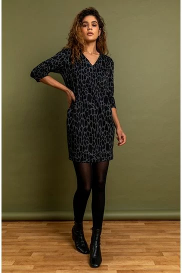 Roman Grey Animal Print Jacquard Dress 7 Roman Grey Animal Print Jacquard Dress - Image 5