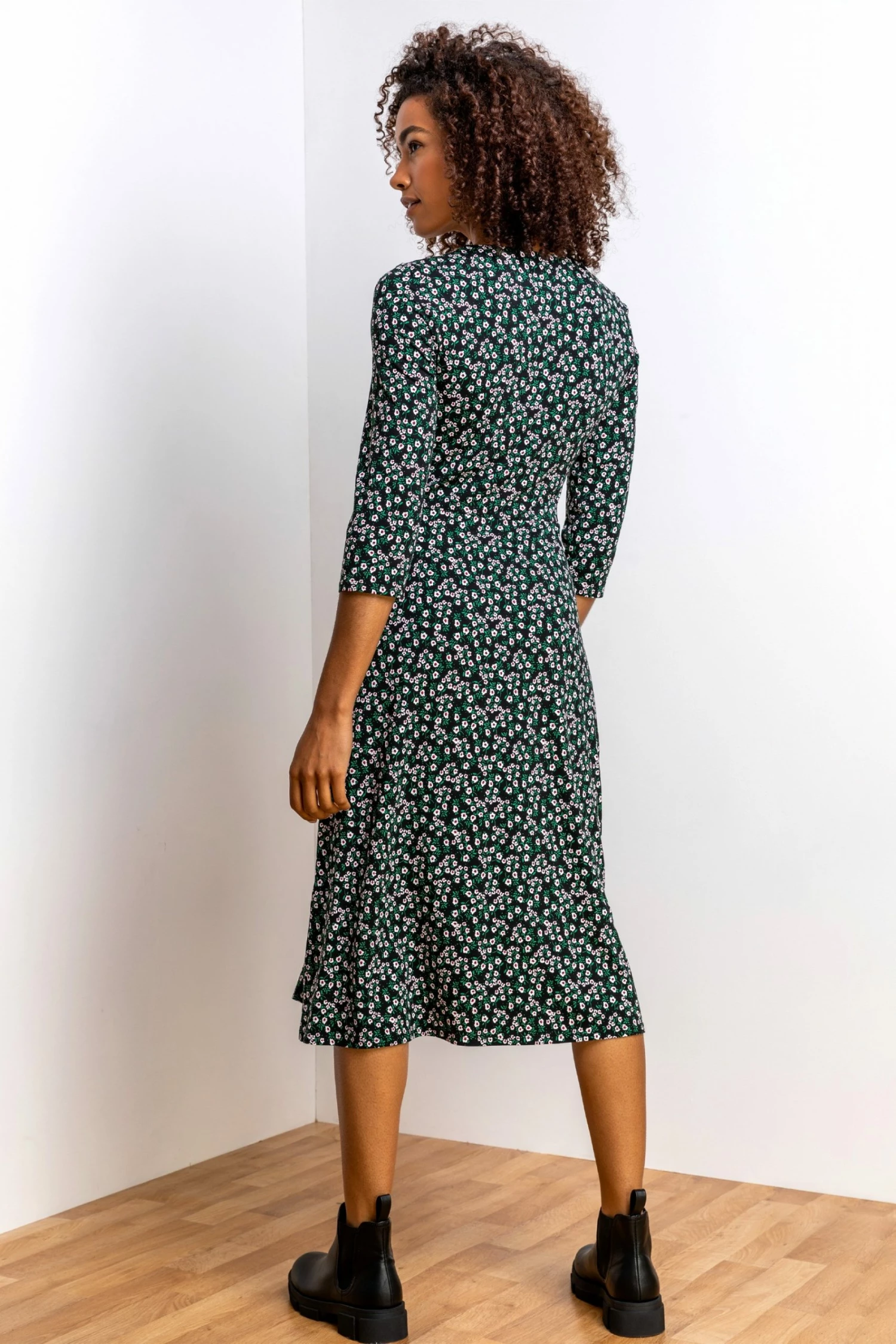 Roman Green Ditsy Floral Print Wrap Dress 4 Roman Green Ditsy Floral Print Wrap Dress - Image 2