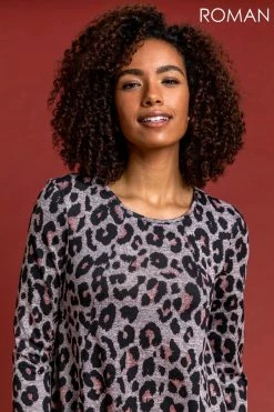 Roman Black Animal Print Ombre Slouch Dress 10 Roman Black Animal Print Ombre Slouch Dress -Roman Sales Shop unnamed file 4731