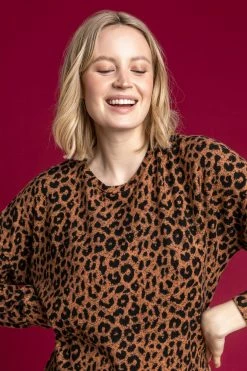 Roman Brown Animal Jacquard Print Jersey Dress 10 Roman Brown Animal Jacquard Print Jersey Dress -Roman Sales Shop unnamed file 4747