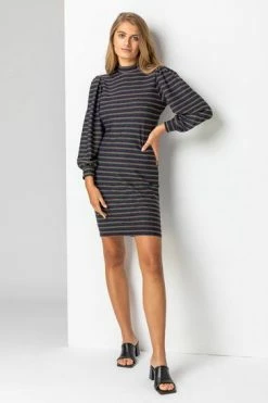 Roman Multi Shimmer Stripe High Neck Dress -Roman Sales Shop unnamed file 4758