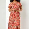 Roman Red Petite Ditsy Floral Print Bardot Dress 1 Roman Red Petite Ditsy Floral Print Bardot Dress -Roman Sales Shop unnamed file 4765