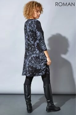 Roman Grey Tie Dye Print Swing Pocket Dress 9 Roman Grey Tie Dye Print Swing Pocket Dress -Roman Sales Shop unnamed file 4772