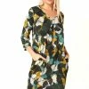 Roman Green Leaf Print 3/4 Sleeve Slouch Dress 1 Roman Green Leaf Print 3/4 Sleeve Slouch Dress -Roman Sales Shop unnamed file 4785