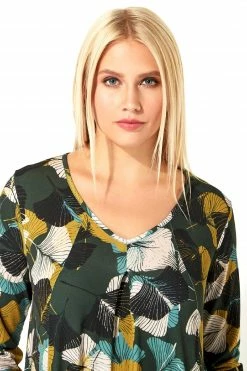 Roman Green Leaf Print 3/4 Sleeve Slouch Dress 10 Roman Green Leaf Print 3/4 Sleeve Slouch Dress -Roman Sales Shop unnamed file 4788