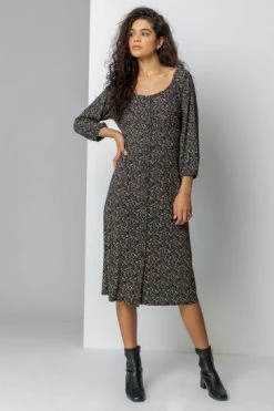 Roman Black Ditsy Floral Print Button Dress 13 Roman Black Ditsy Floral Print Button Dress -Roman Sales Shop unnamed file 4802