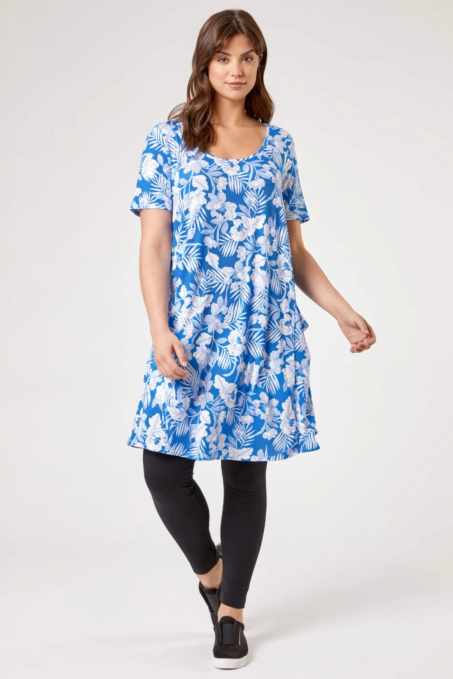 Roman Blue Abstract Print Pocket Slouch Dress 4 Roman Blue Abstract Print Pocket Slouch Dress - Image 2