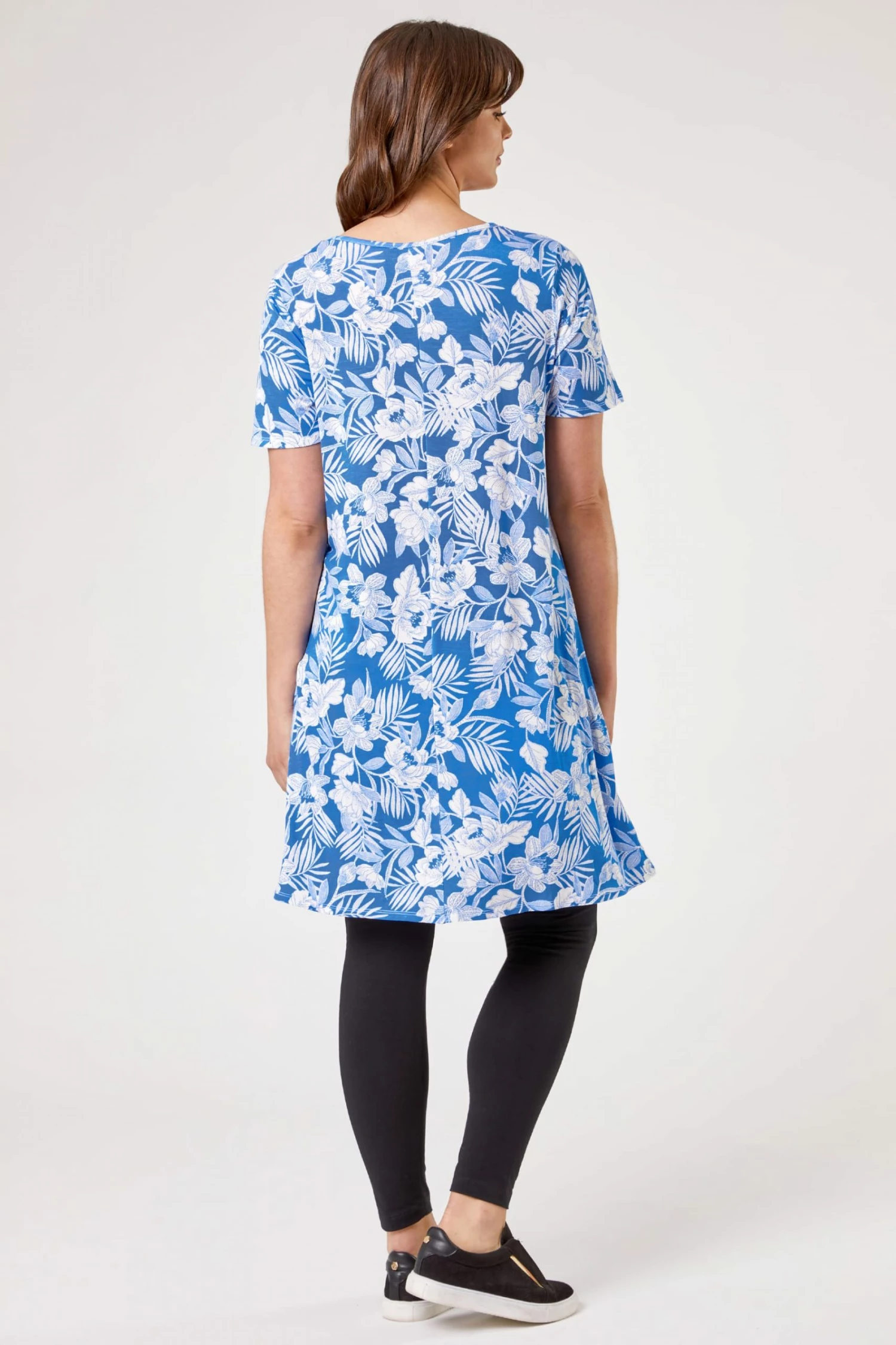 Roman Blue Abstract Print Pocket Slouch Dress 5 Roman Blue Abstract Print Pocket Slouch Dress - Image 3