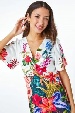 Roman Blue & White Floral Print Twist Front Scuba Dress 11 Roman Blue & White Floral Print Twist Front Scuba Dress -Roman Sales Shop unnamed file 4832