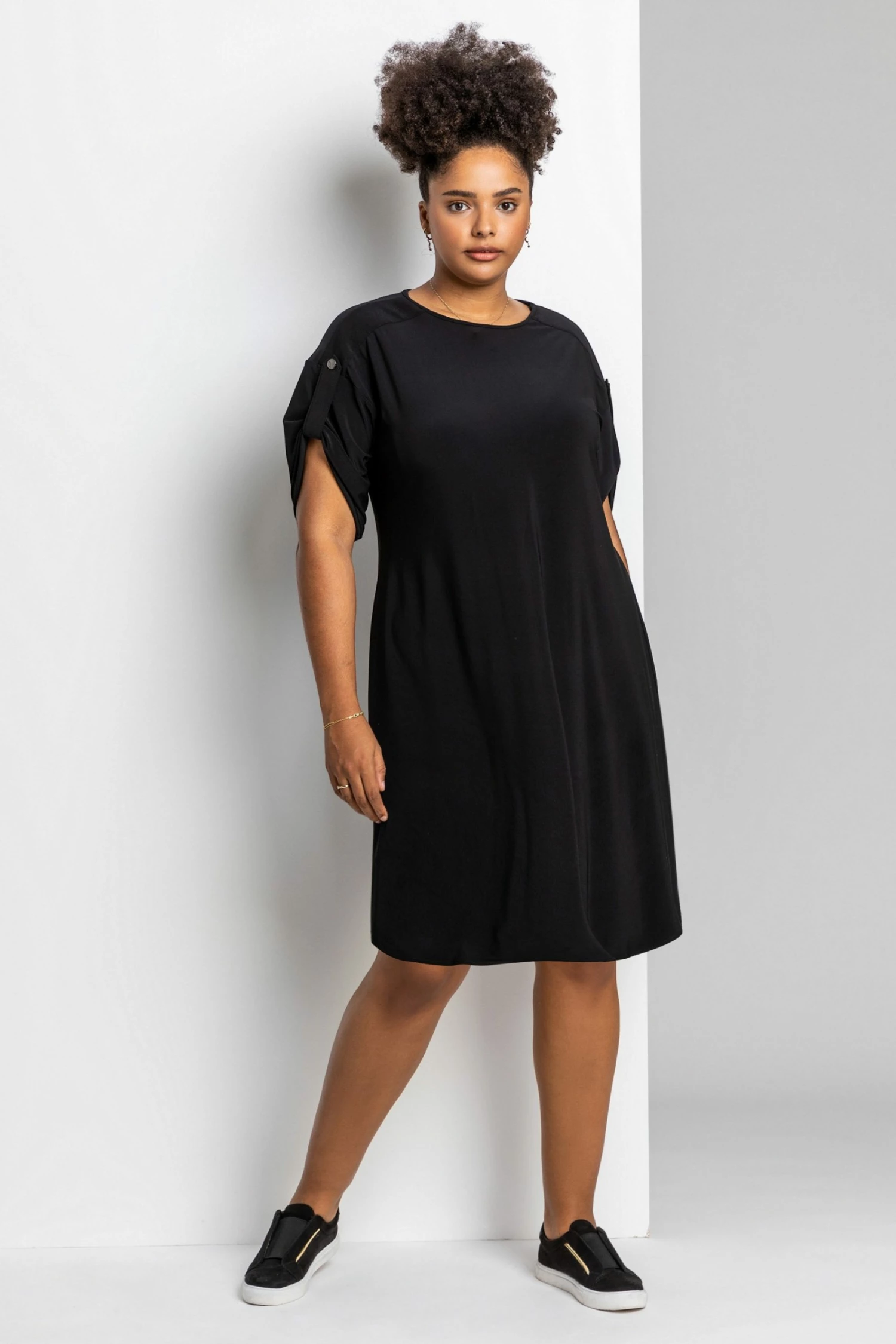 Roman Black Curve Drop Shoulder Belted Dress 5 Roman Black Curve Drop Shoulder Belted Dress - Image 3