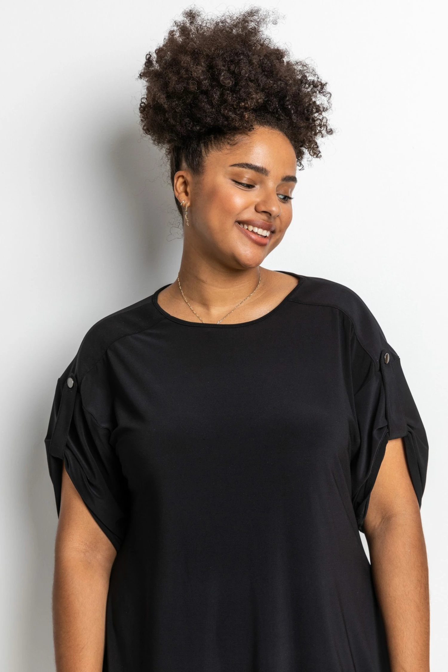 Roman Black Curve Drop Shoulder Belted Dress 6 Roman Black Curve Drop Shoulder Belted Dress - Image 4