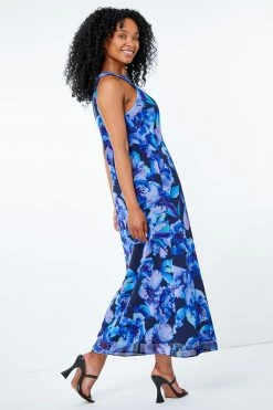 Roman Blue Petite Floral Maxi Dress -Roman Sales Shop unnamed file 4851