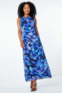 Roman Blue Petite Floral Maxi Dress -Roman Sales Shop unnamed file 4852
