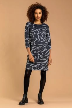 Roman Grey Abstract Animal Print Shift Dress 8 Roman Grey Abstract Animal Print Shift Dress -Roman Sales Shop unnamed file 4857