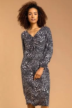 Roman Black Abstract Animal Twist Detail Dress 10 Roman Black Abstract Animal Twist Detail Dress -Roman Sales Shop unnamed file 4891