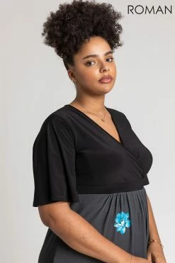 Roman Blue Curve Floral Border Print Maxi Dress 10 Roman Blue Curve Floral Border Print Maxi Dress -Roman Sales Shop unnamed file 4906