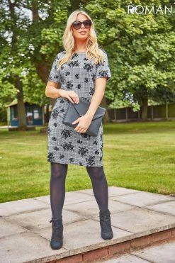 Roman Grey Originals Floral Check Tunic Dress 10 Roman Grey Originals Floral Check Tunic Dress -Roman Sales Shop unnamed file 4911