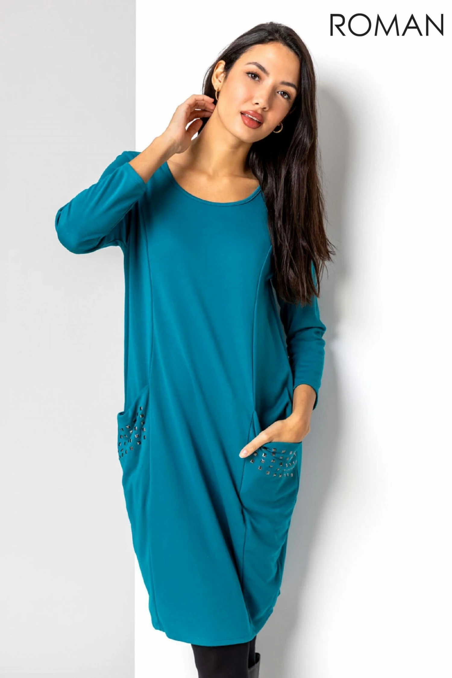 Roman Blue Hotfix Stud Detail Cocoon Dress 3 Roman Blue Hotfix Stud Detail Cocoon Dress