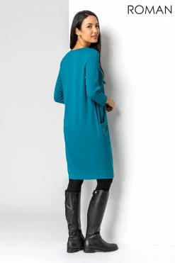 Roman Blue Hotfix Stud Detail Cocoon Dress 8 Roman Blue Hotfix Stud Detail Cocoon Dress -Roman Sales Shop unnamed file 4925