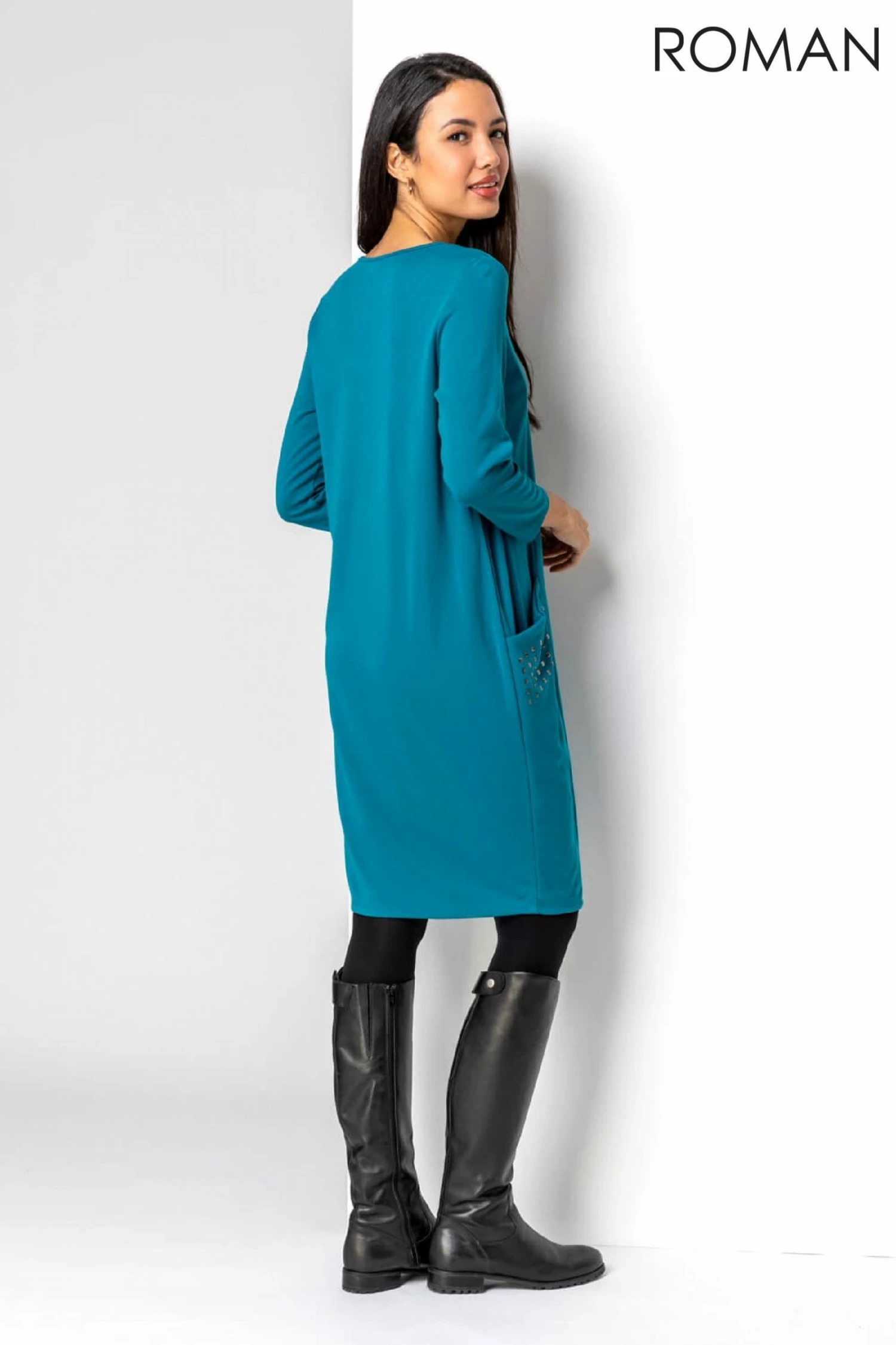 Roman Blue Hotfix Stud Detail Cocoon Dress 4 Roman Blue Hotfix Stud Detail Cocoon Dress - Image 2