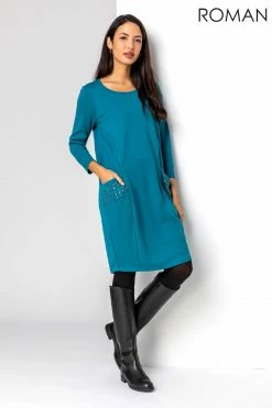 Roman Blue Hotfix Stud Detail Cocoon Dress 9 Roman Blue Hotfix Stud Detail Cocoon Dress -Roman Sales Shop unnamed file 4926