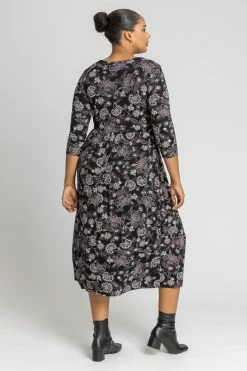 Roman Purple Curve Floral Print Gathered Midi Dress 8 Roman Purple Curve Floral Print Gathered Midi Dress -Roman Sales Shop unnamed file 4939