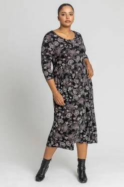 Roman Purple Curve Floral Print Gathered Midi Dress 9 Roman Purple Curve Floral Print Gathered Midi Dress -Roman Sales Shop unnamed file 4940