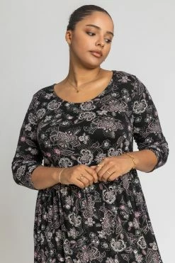 Roman Purple Curve Floral Print Gathered Midi Dress 10 Roman Purple Curve Floral Print Gathered Midi Dress -Roman Sales Shop unnamed file 4941