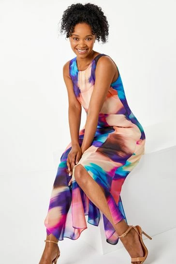 Roman Blue & Purple Petite Abstarct Print Maxi Dress 8 Roman Blue & Purple Petite Abstarct Print Maxi Dress - Image 6