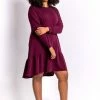 Roman Red Curve Frill Hem Long Sleeve Dress 2 Roman Red Curve Frill Hem Long Sleeve Dress -Roman Sales Shop unnamed file 4959