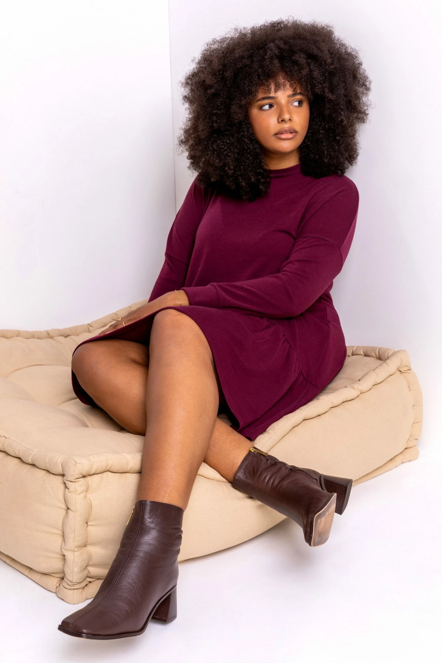 Roman Red Curve Frill Hem Long Sleeve Dress 4 Roman Red Curve Frill Hem Long Sleeve Dress - Image 2