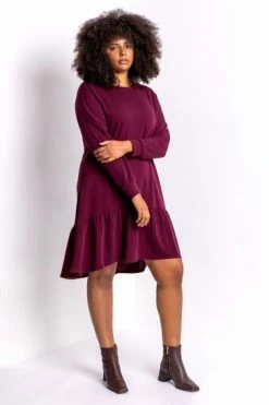 Roman Red Curve Frill Hem Long Sleeve Dress 11 Roman Red Curve Frill Hem Long Sleeve Dress -Roman Sales Shop unnamed file 4963