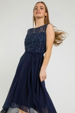 Roman Blue Petite Lace Detail Fit And Flare Dress -Roman Sales Shop unnamed file 498
