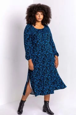 Roman Blue Curve Abstract Animal Print Midi Dress 10 Roman Blue Curve Abstract Animal Print Midi Dress -Roman Sales Shop unnamed file 4985